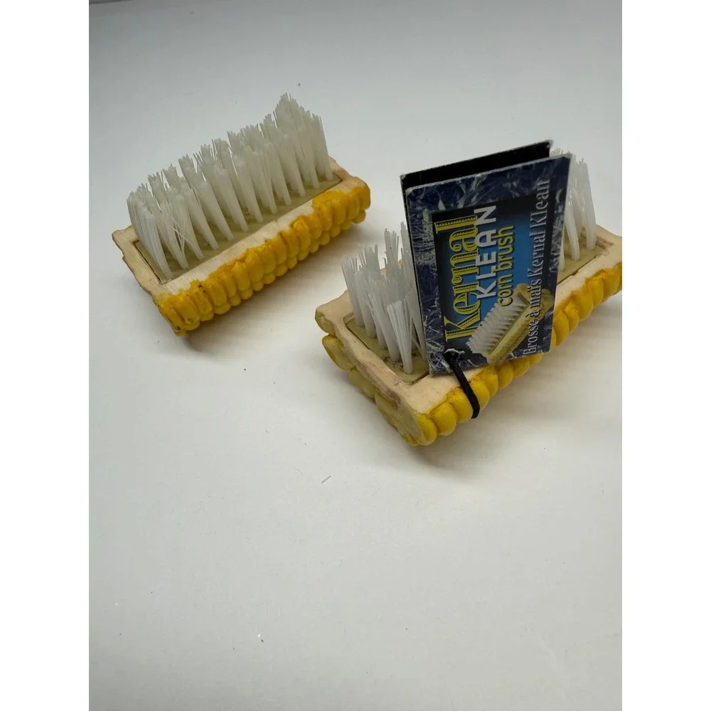 Kernel Klean Corn Brush Set of 2 Novelty Vegetable Scrubbers Yellow Cob Design